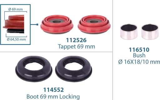 [111252] Caliper Tappet Repair Kit 69 mm (Locking Boot)